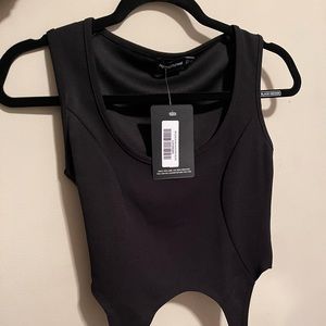 Shape Black Crepe Curved Hem Corset Crop Top